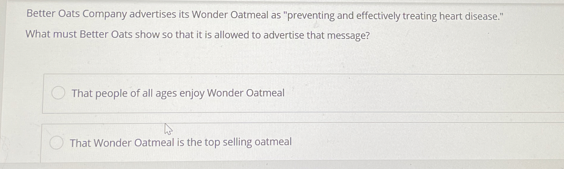 Better Oats Company advertises its Wonder Oatmeal