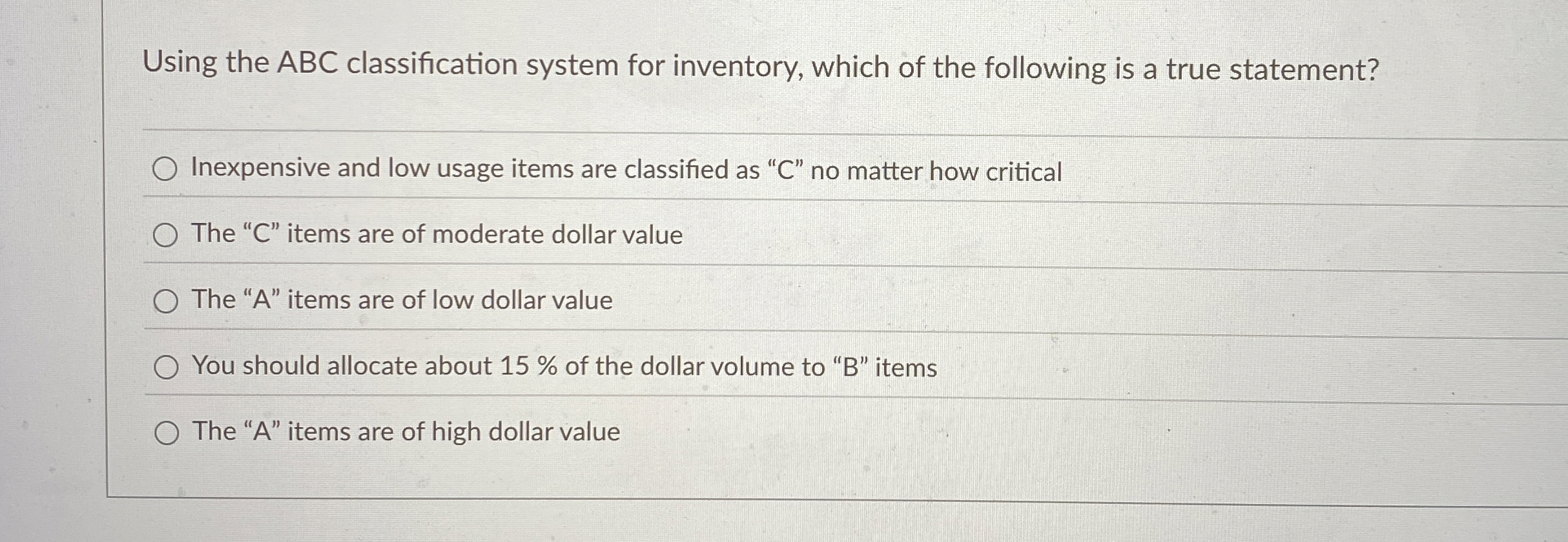 Using the ABC classification system for