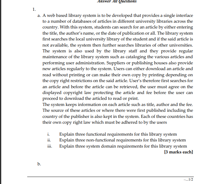 Answer All Questions 1. a. A web based library