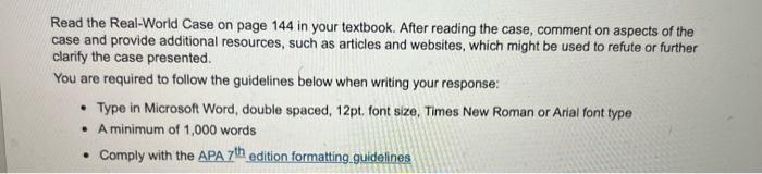 Read the Real-World Case on page 144 in your
