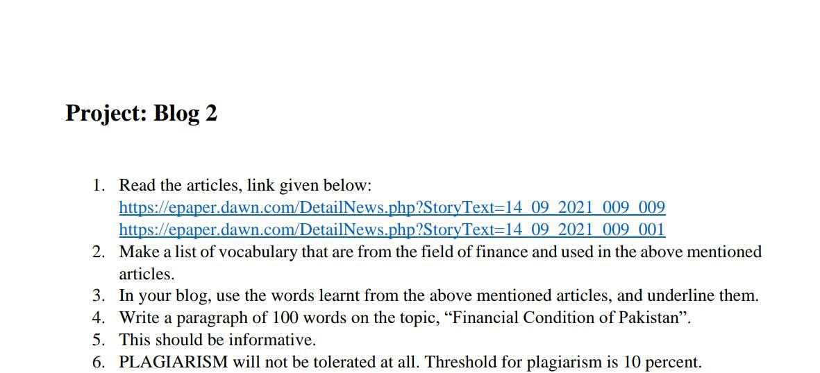 Project: Blog 2 1. Read the articles, link given