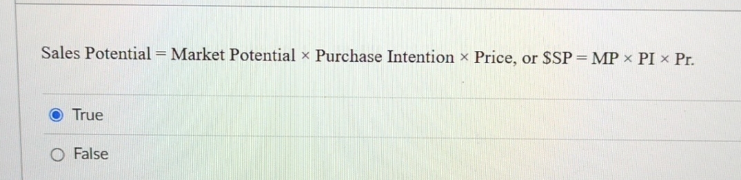 Sales Potential = Market Potential Purchase