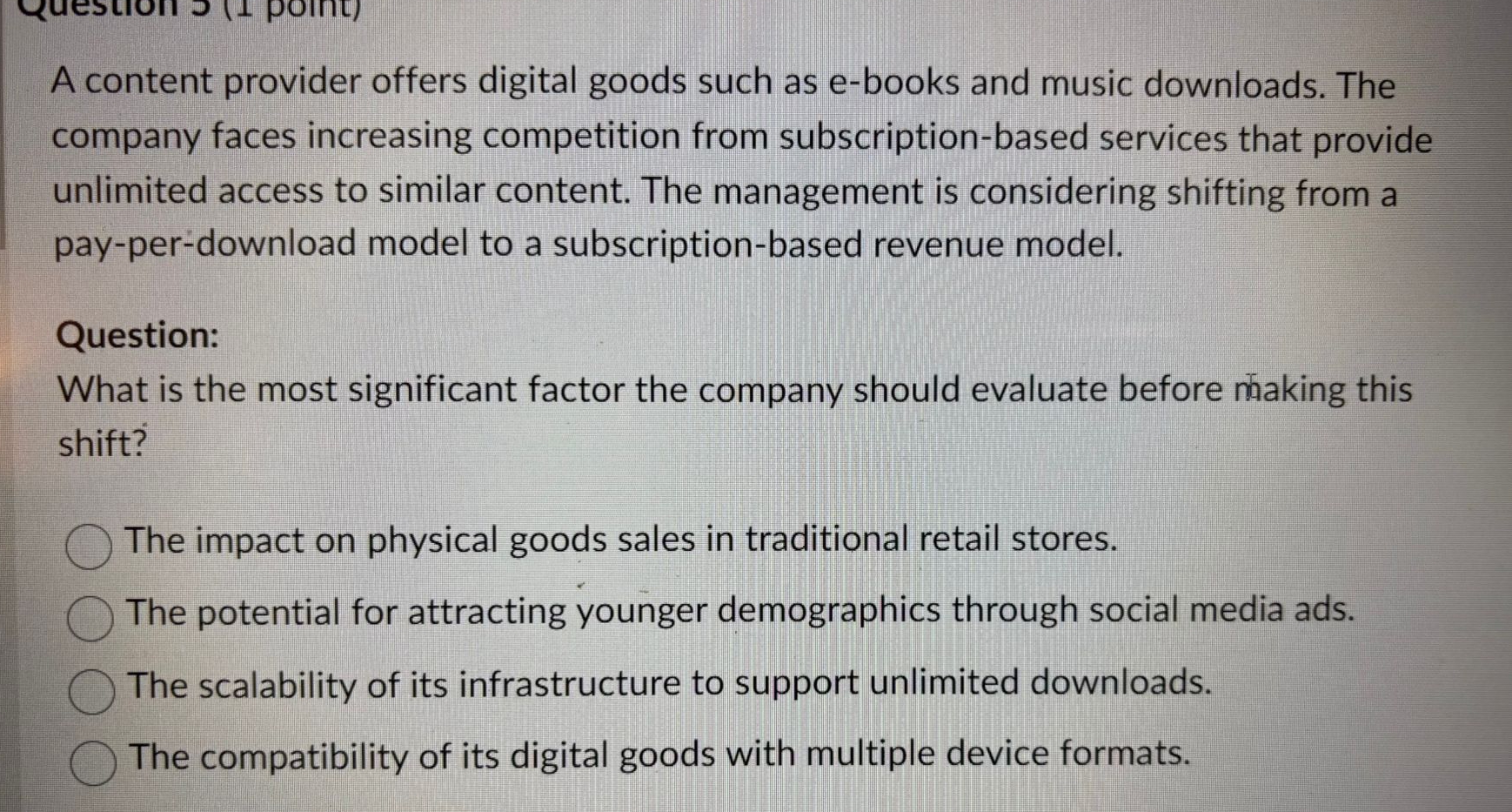 A content provider offers digital goods such as e