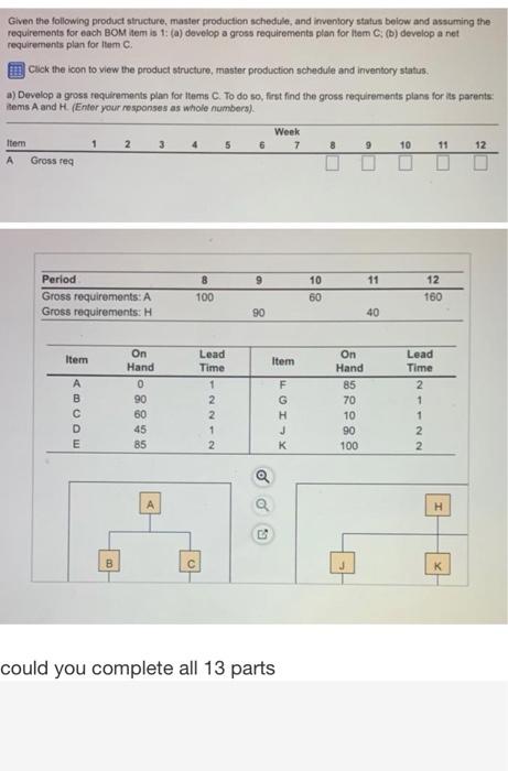 there is also a part B - M Given tho following