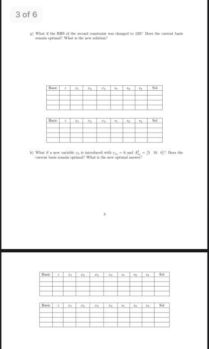 Consider the following linear program and its