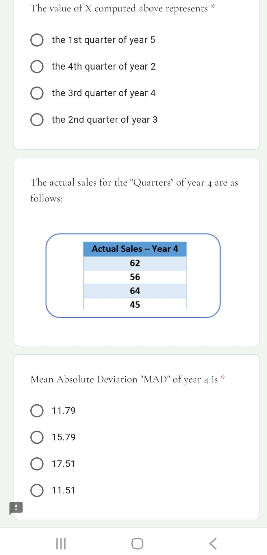 The value of X computed above represents * the
