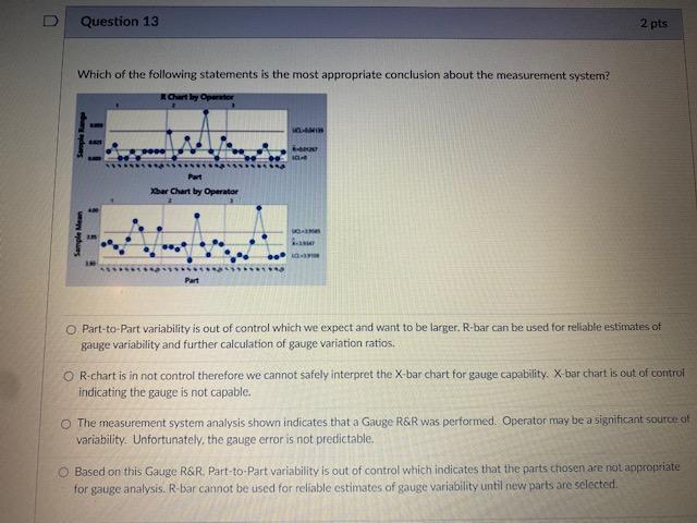Question 13 2 pts Which of the following