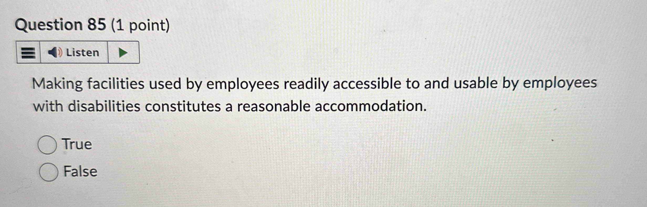 Question 8 5 ( 1 point ) Making facilities used