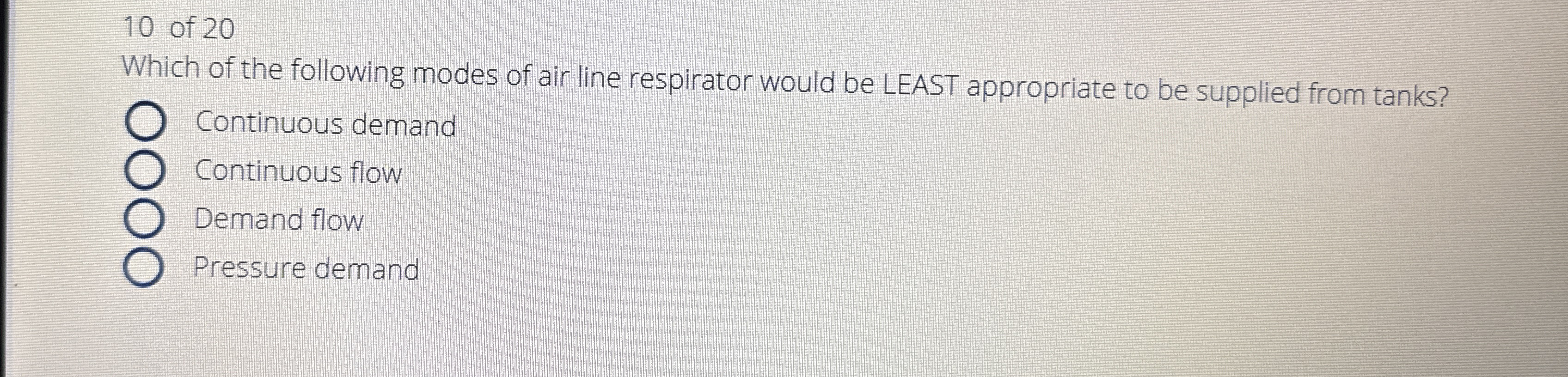 1 0 of 2 0 Which of the following modes of air