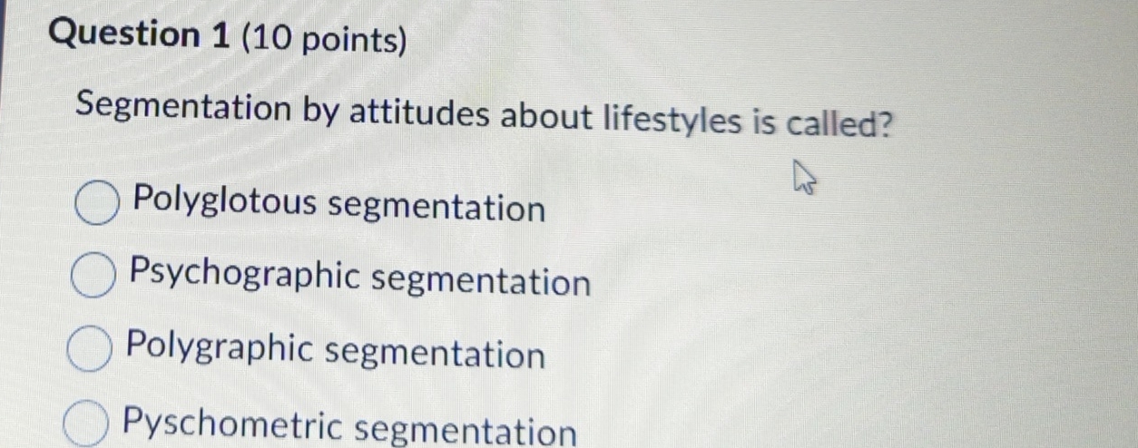 Question 1 ( 1 0 points ) Segmentation by
