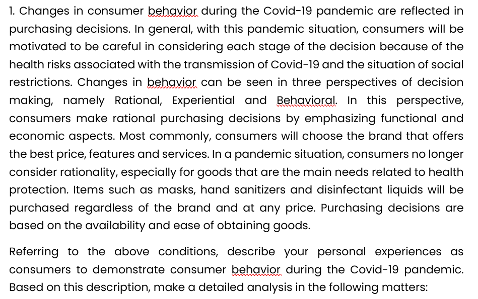 1. Changes in consumer behavior during the