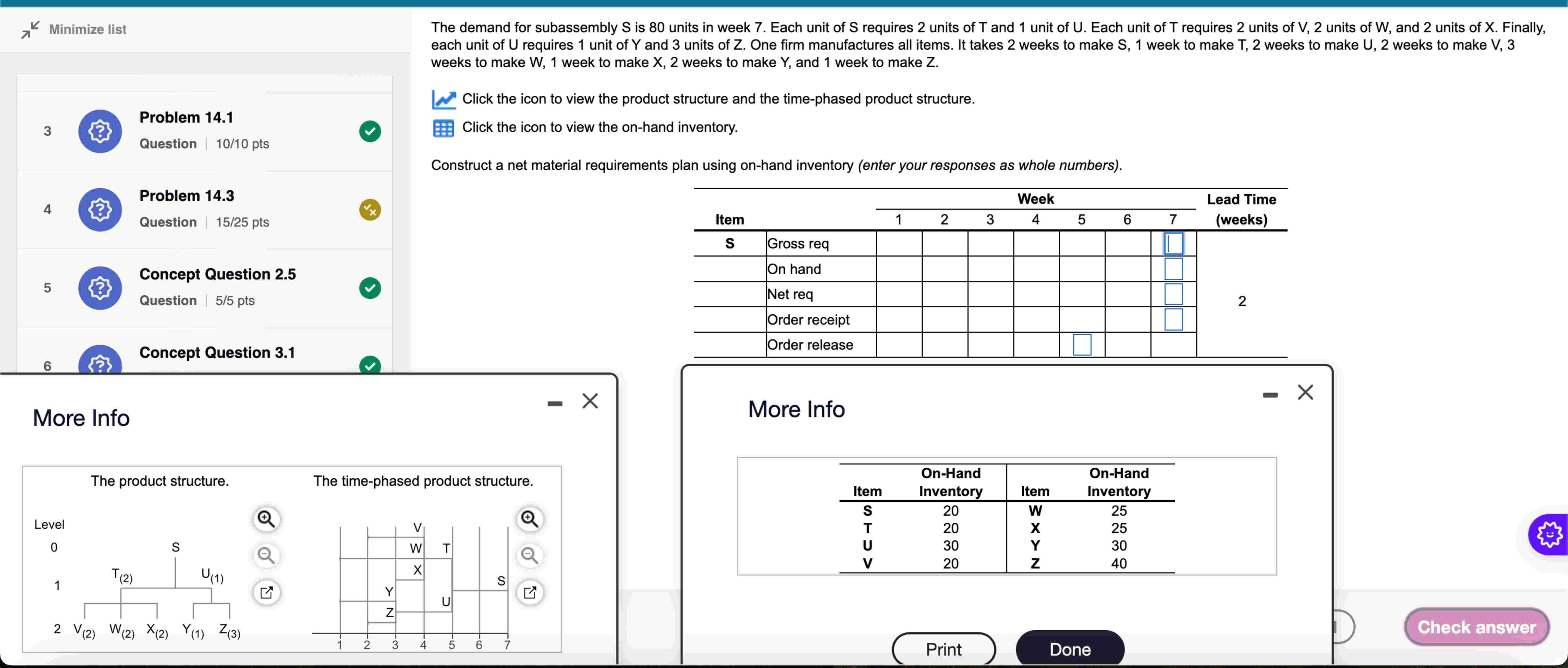 The demand for subassembly \ ( S \ ) is 8 0 units