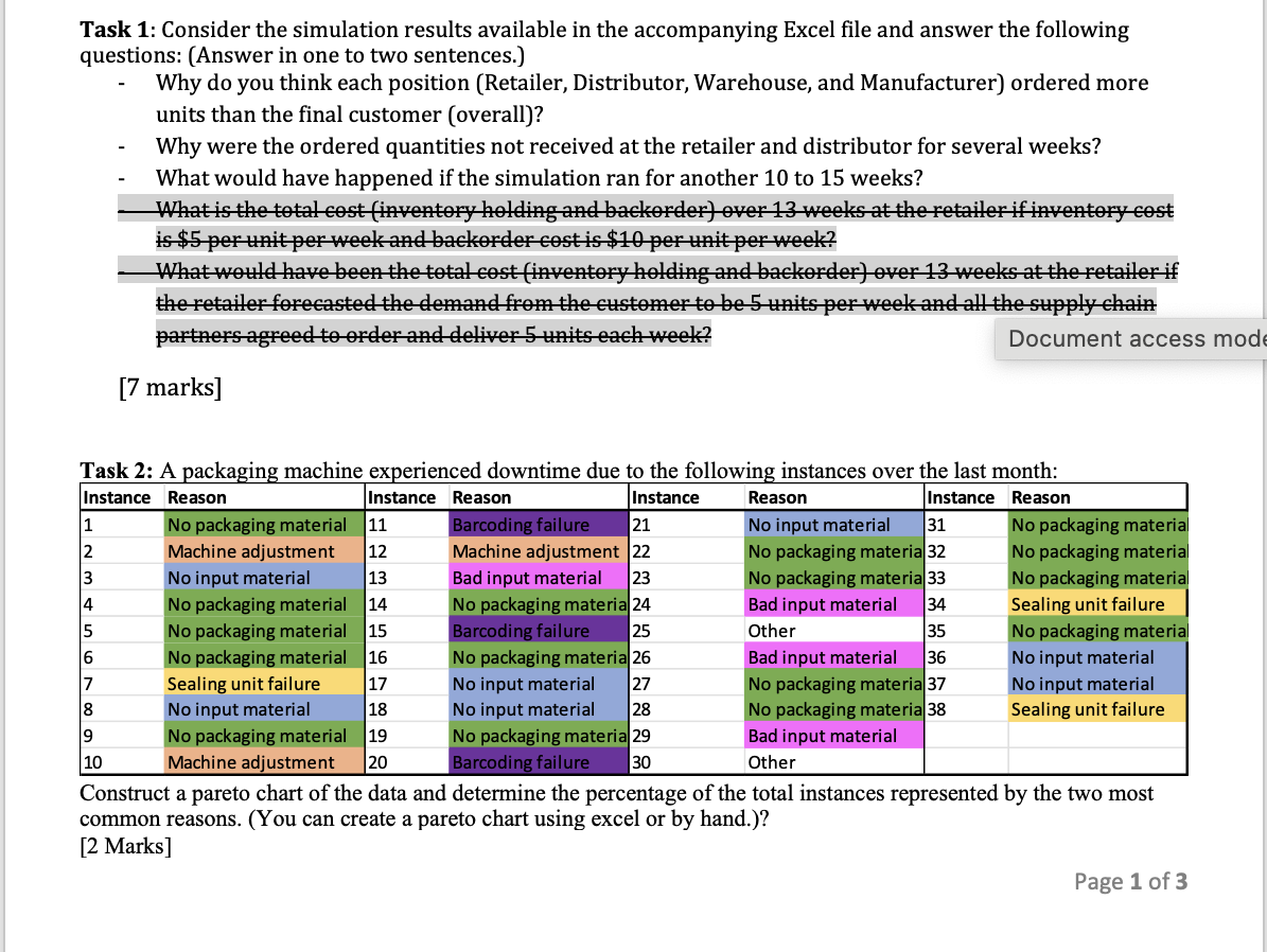 Task 1 : Consider the simulation results