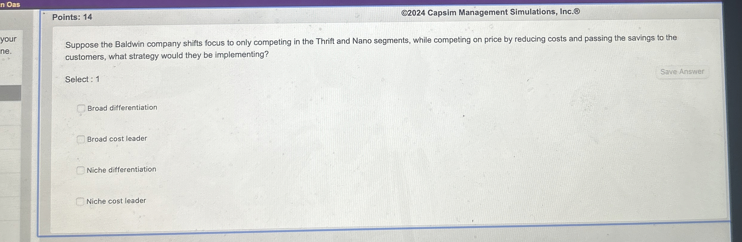 Points: 1 4 2 4 Capsim Management Simulations,