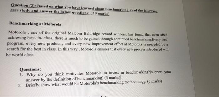 Question (2): Based on what you have learned