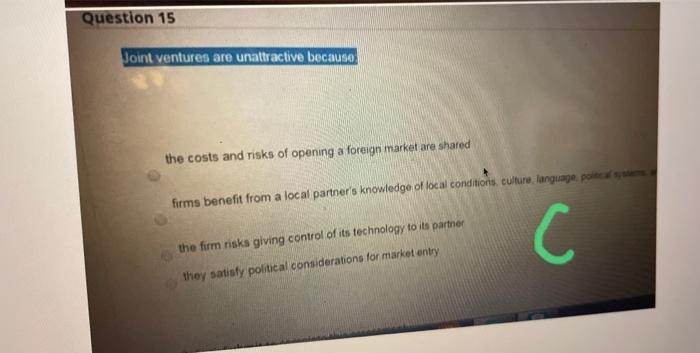 Give me the correct answer please Question 15