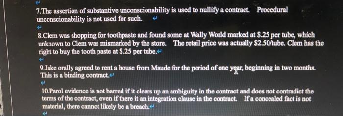 True or false questions about business law.
