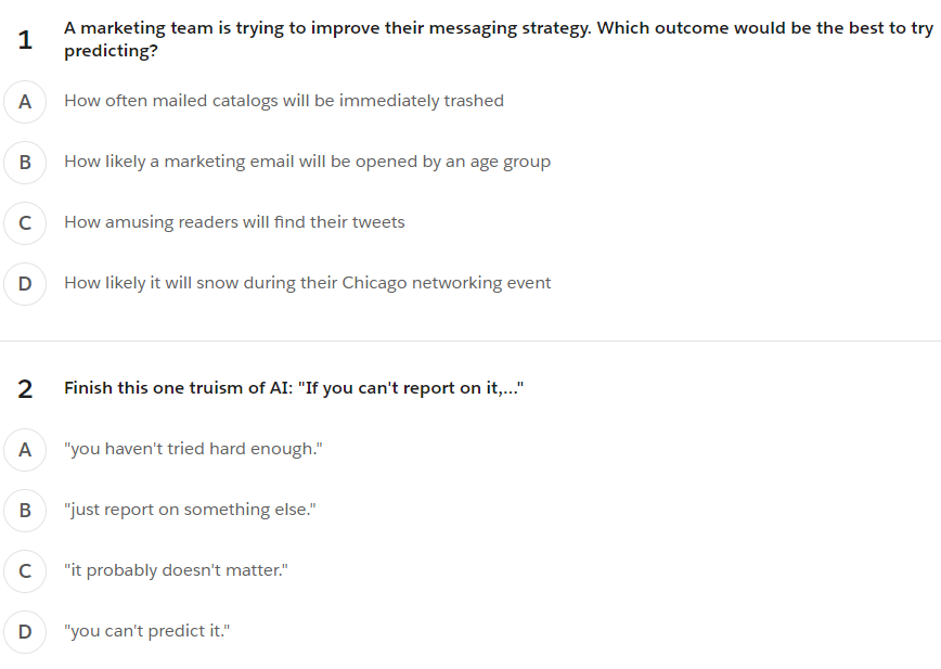 1 A marketing team is trying to improve their