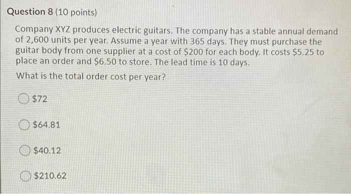 Question 2 (10 points) Saved You work for a