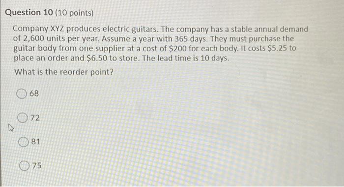 Question 2 (10 points) Saved You work for a