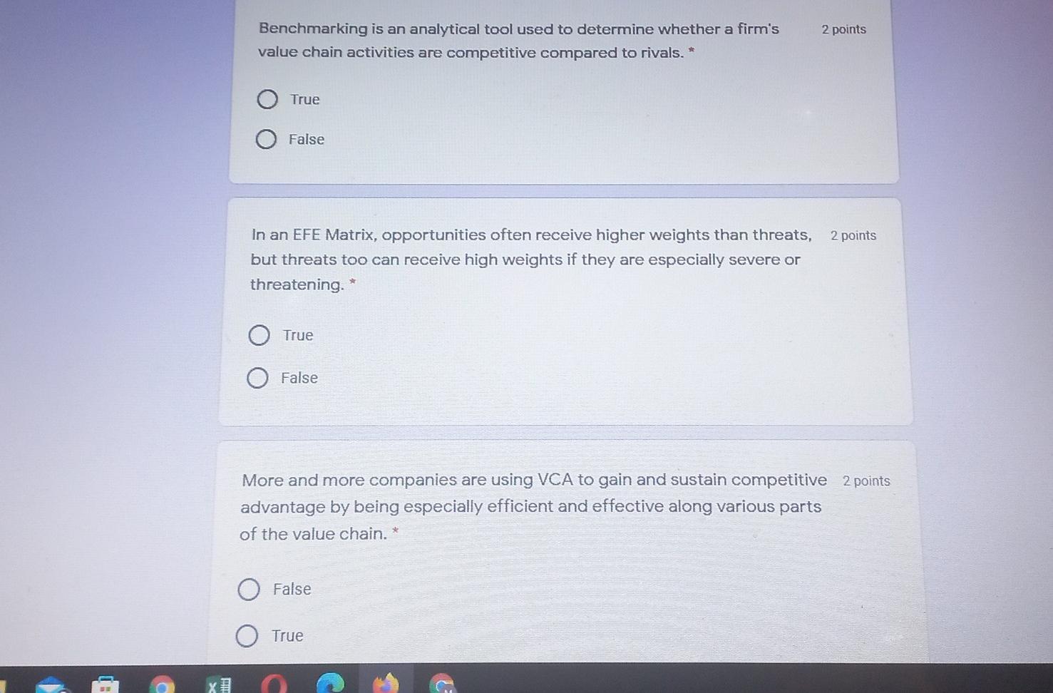 2 points Benchmarking is an analytical tool used