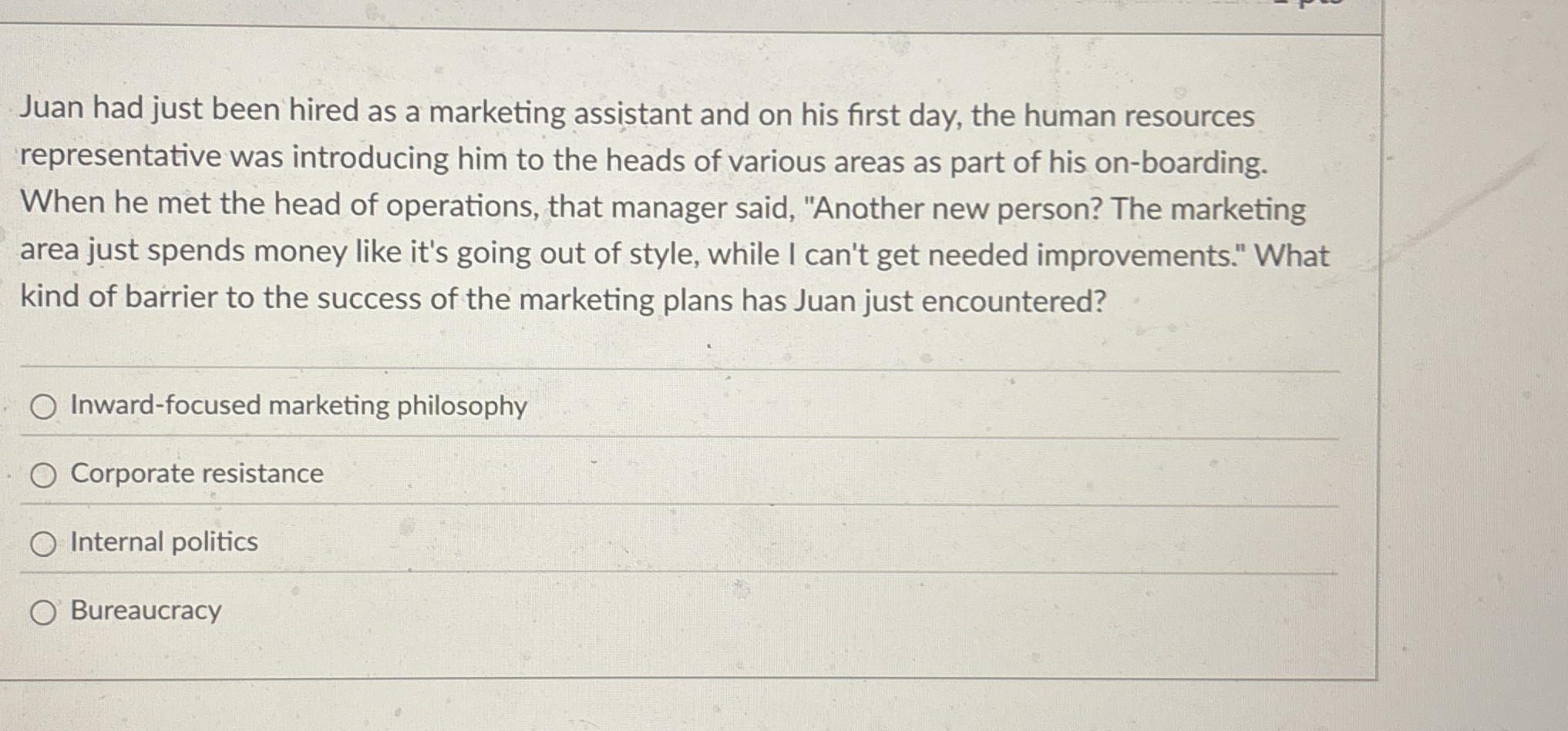 Juan had just been hired as a marketing assistant