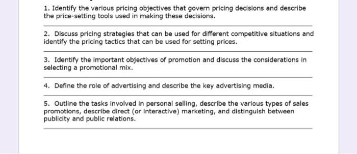 please do all 1. Identify the various pricing