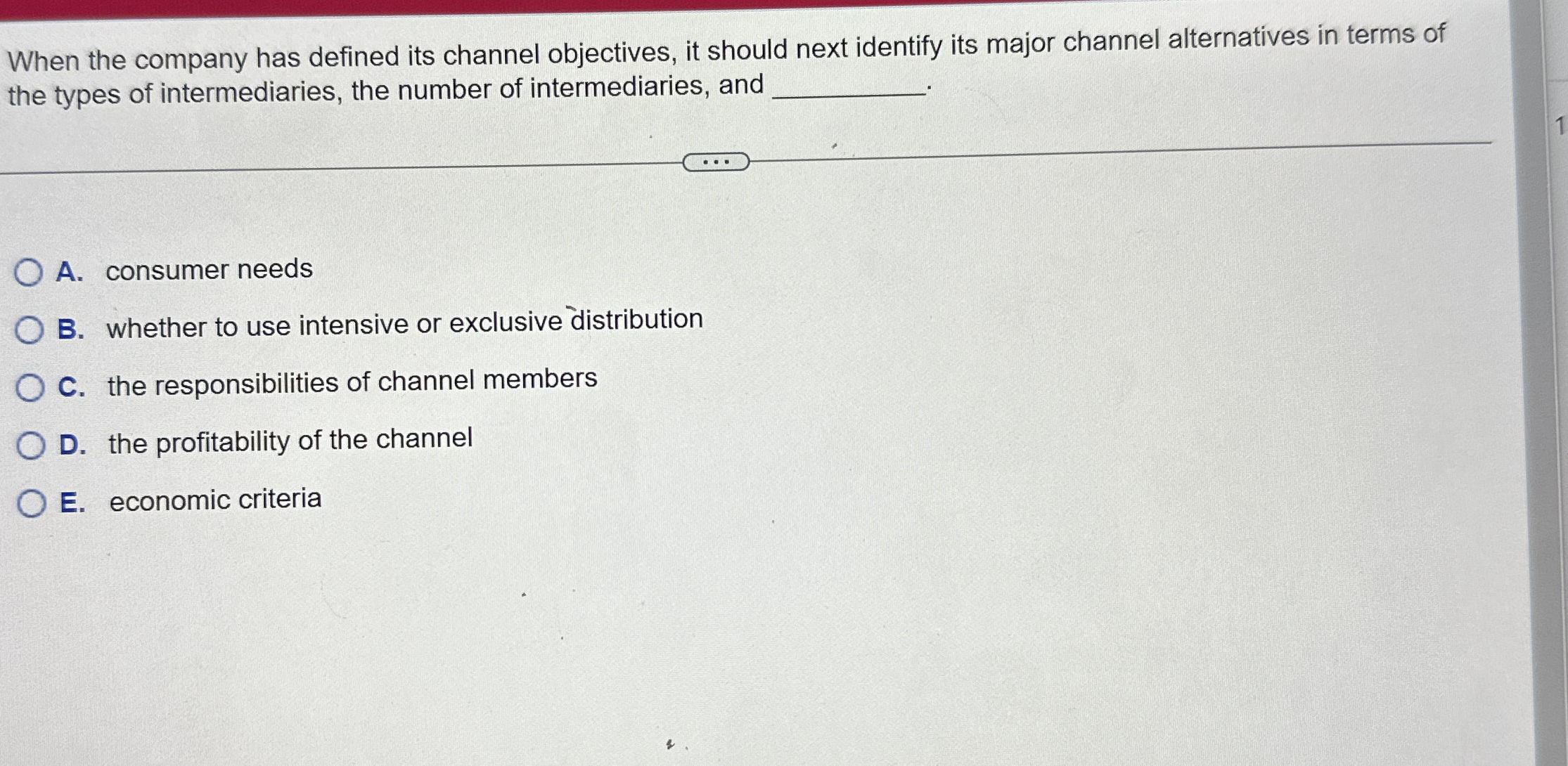 When the company has defined its channel