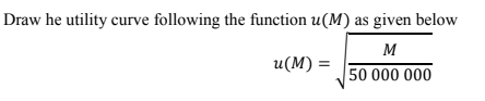 Draw he utility curve following the function u(M)