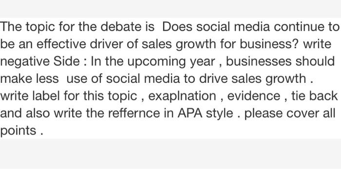 pls answer The topic for the debate is Does