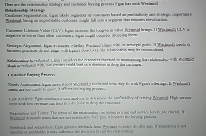 Here are the relationship strategy and customer