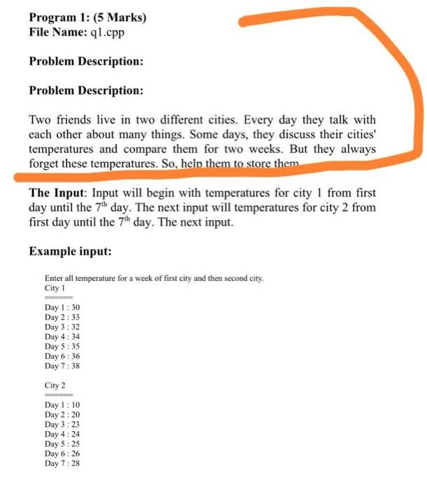 Program 1: (5 Marks) File Name: ql.cpp Problem