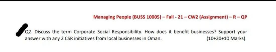 Managing People (BUSS 10005) - Fall - 21 - CW2