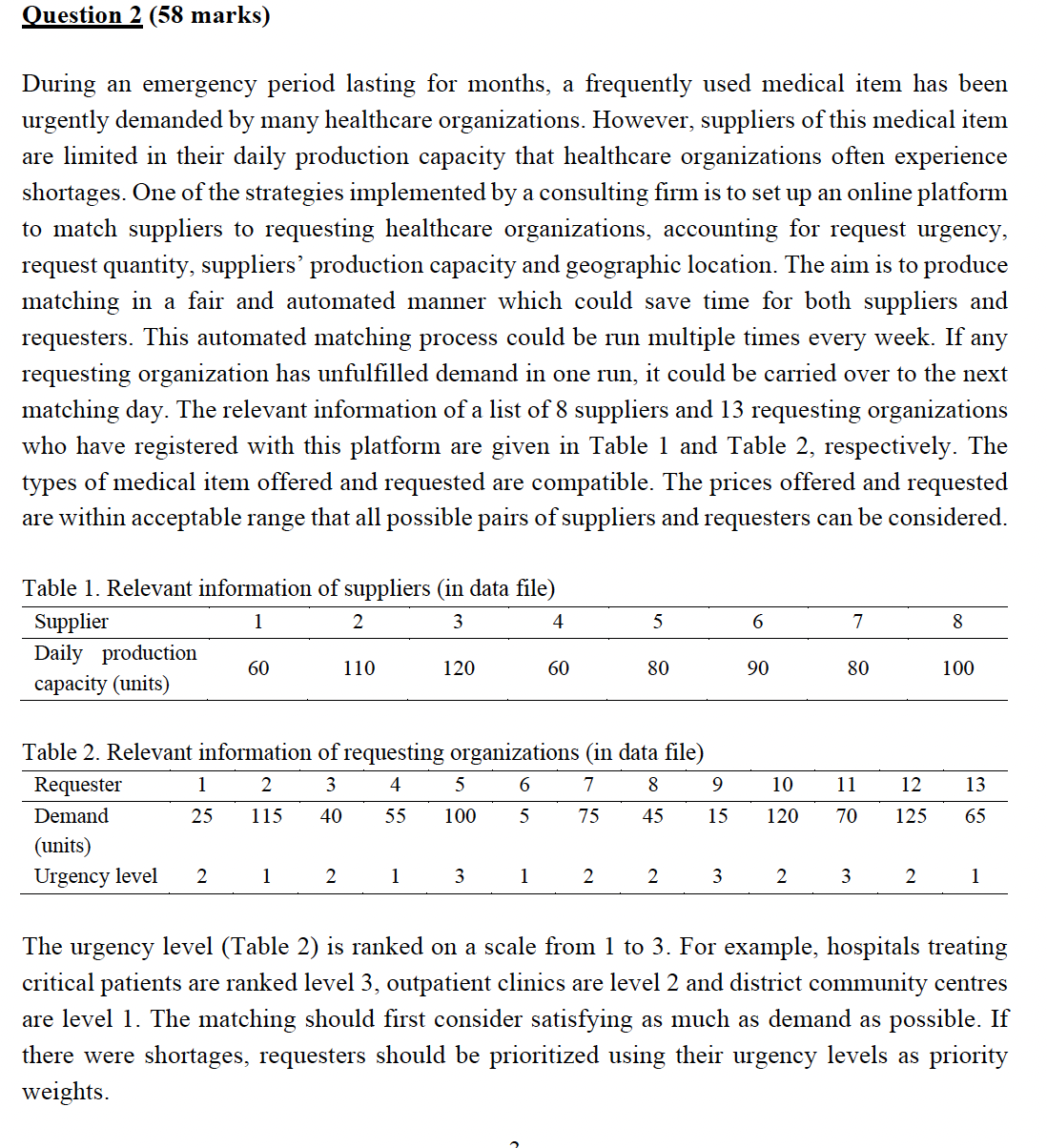 Show me the excel and steps to solve Question 2 (