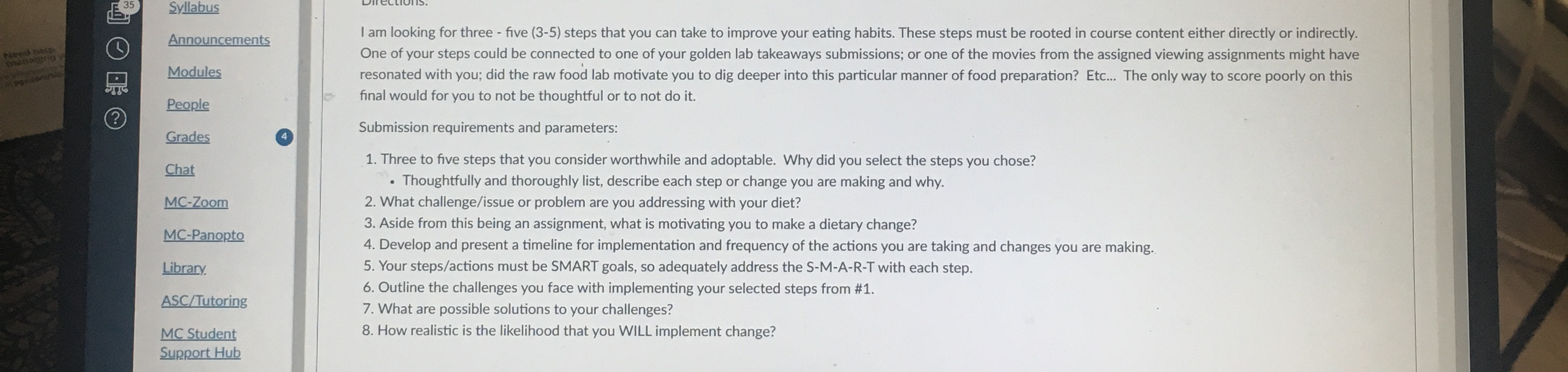 Announcements Modules People Grades Chat MC -