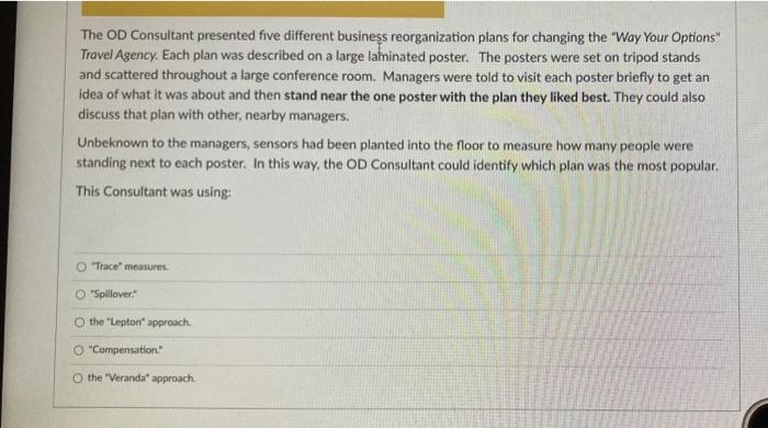 The OD Consultant presented five different