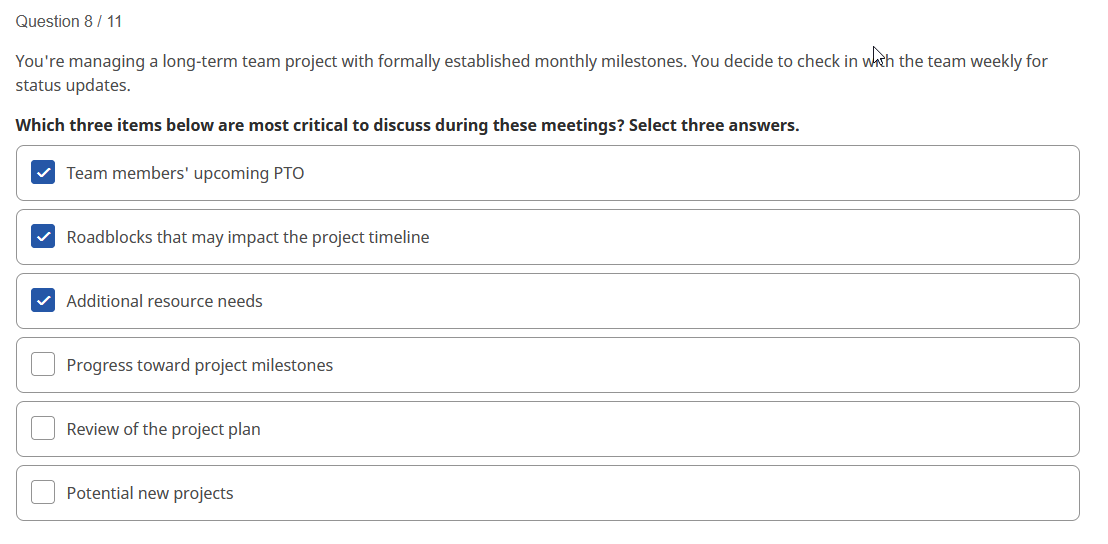 I may be wrong on what i chose here Question 8/11