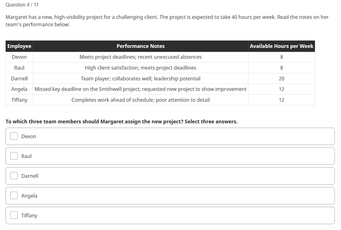 Question 4/11 Margaret has a new, high-visibility