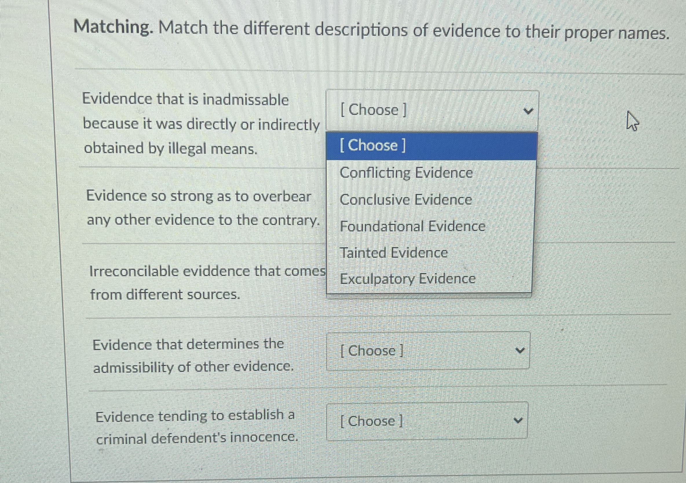 Matching. Match the different descriptions of
