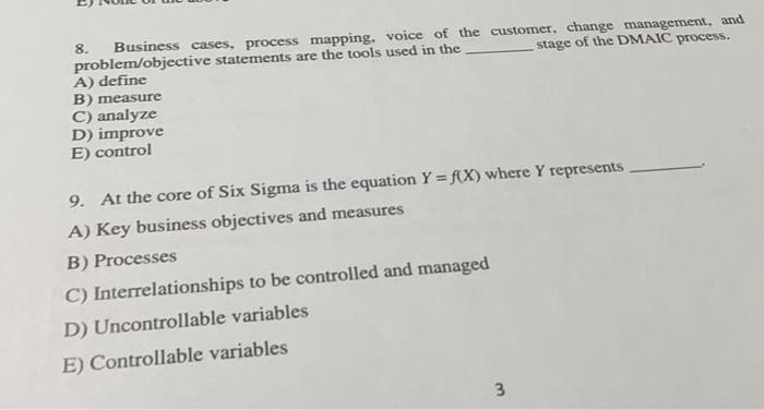 8. Business cases, process mapping, voice of the