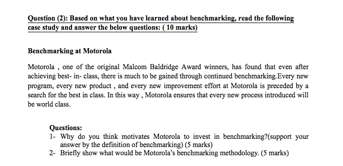 Question (2): Based on what you have learned