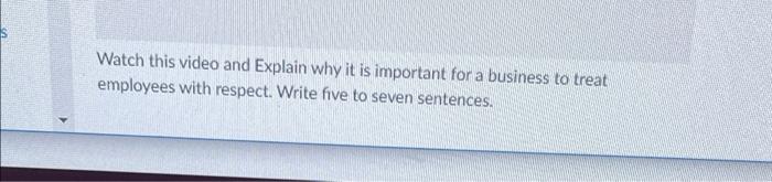 Watch this video and Explain why it is important