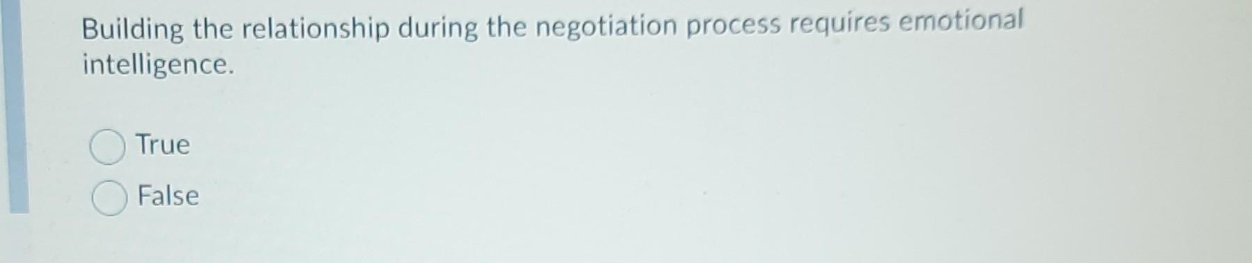 Building the relationship during the negotiation
