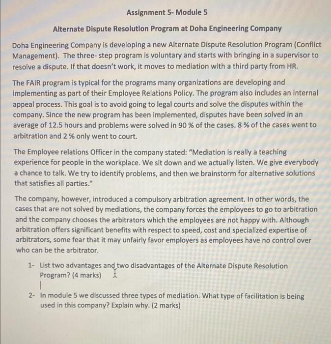 Assignment 5-Module 5 Alternate Dispute