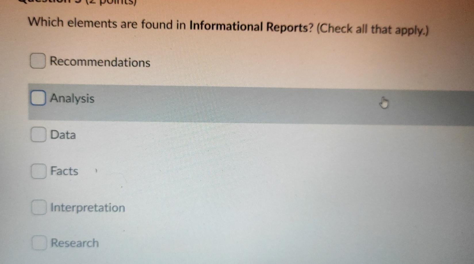 Which elements are found in Informational