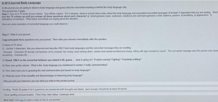 Help with these all please! 6) W13 Journal tedy.