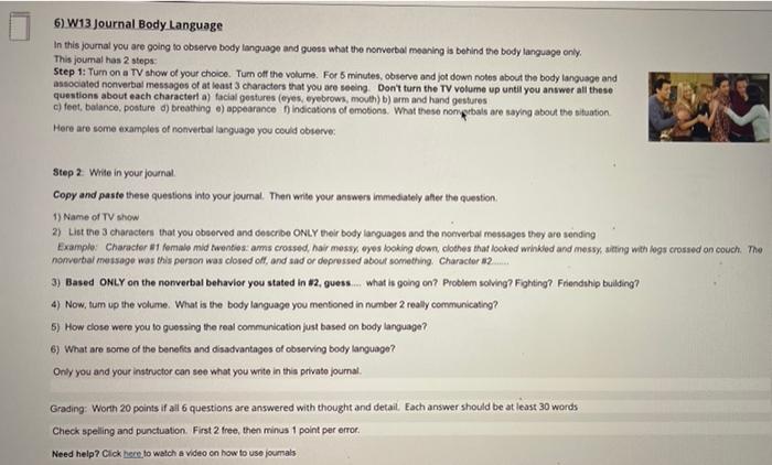 Help with these all please! 6) W13 Journal tedy.