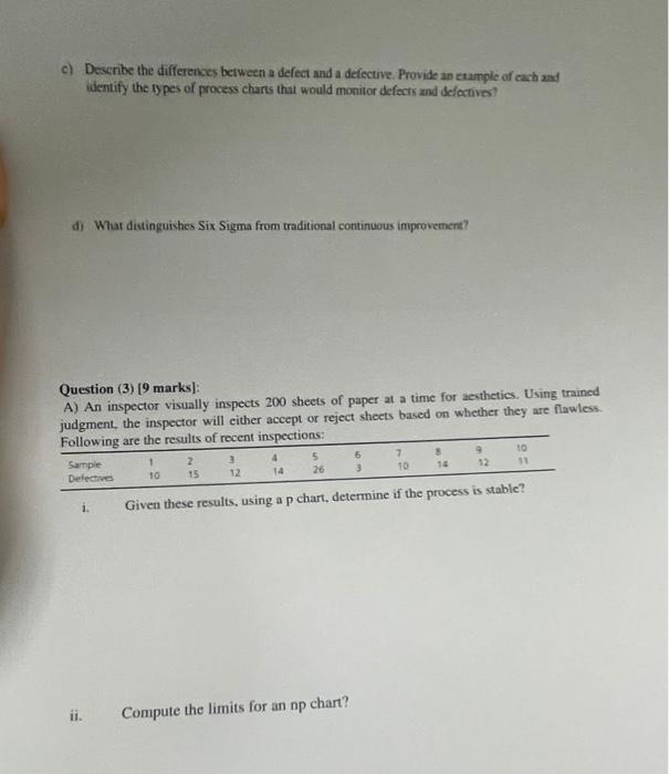 c) Describe the differences between a defect and