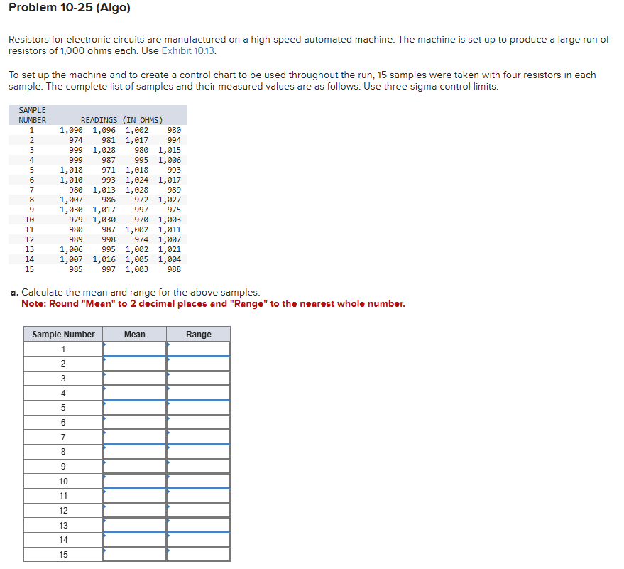 Problem 1 0 - 2 5 ( Algo ) Resistors for