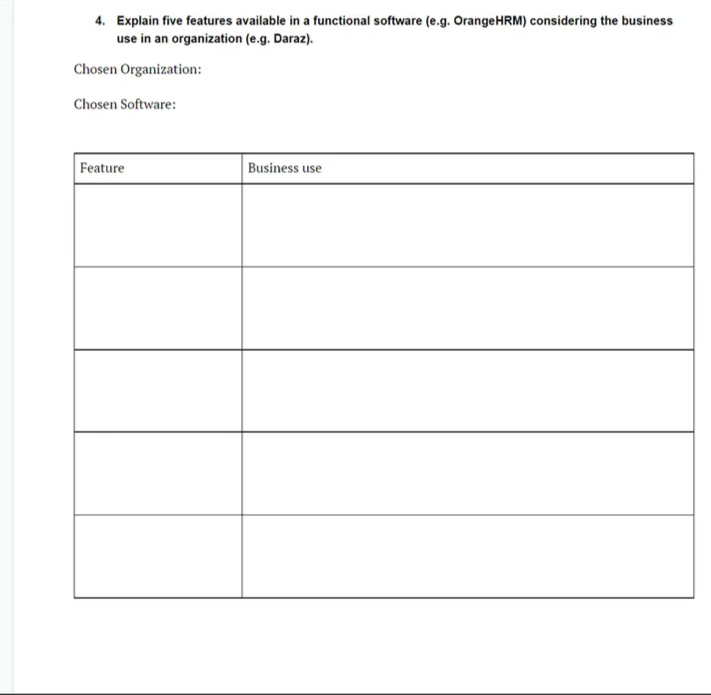 4. Explain five features available in a